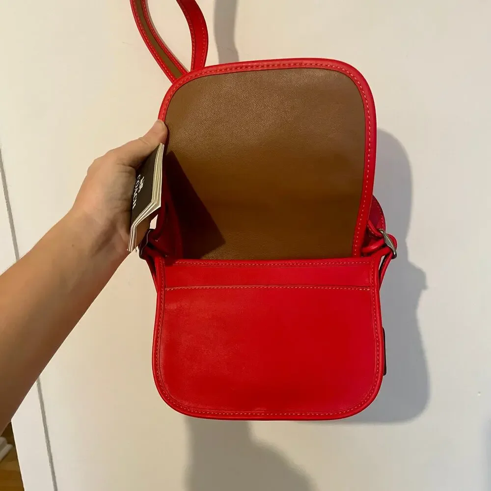 Coach x Disney Red Leather Patricia Saddle Bag Crossbody Mickey Ears